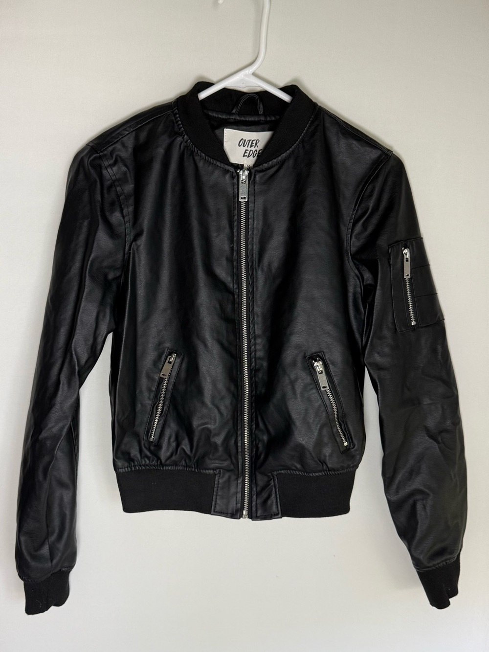 Outer Edge faux leather bomber jacket • NWT• Women’s small